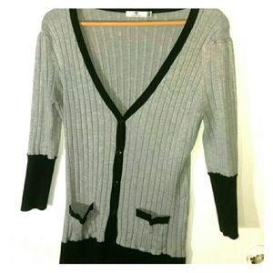 Women's Black/Grey Cardigan Long Sweater NWOT